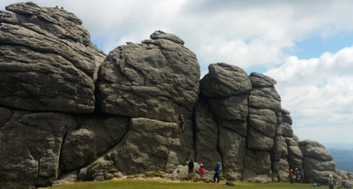 Climbing on Haytor, Dartmoor